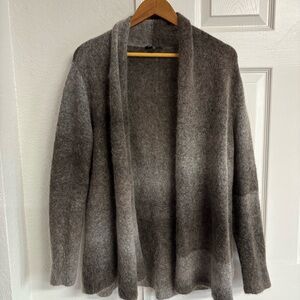 Eileen Fisher Mohair Blend Striped‎ Gray Open Cardigan Size L